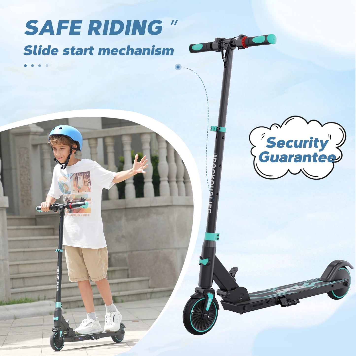 RCB Electric Scooter for Children Aged 8-12-16 Years, Only 7.55KG Foldable Electric Scooters, Two Types of Braking, Max 16 Km