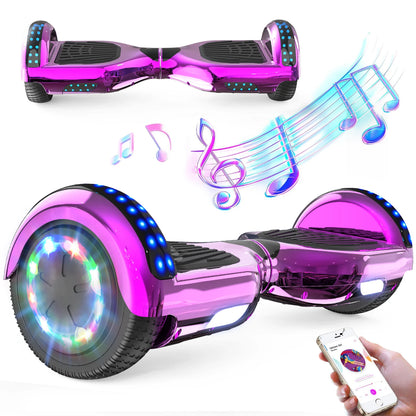 RCB Hoverboards for kids, 6.5 Inch Two-Wheel Self Balancing Electric Scooter with Bluetooth Speaker, LED Lights, Great Gift