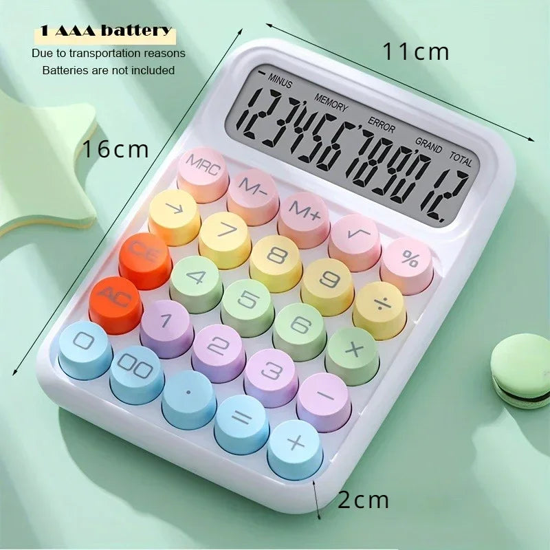 1pc Candy Color Calculator Electronic Calculator 12 Digit Large LCD Display Calculator Office School Supplies Stationery 계산기