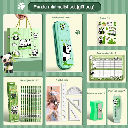 Kawaii Panda Stationery Set Student Pencil Case Stickers Pencil Stationery Gift Learning Supplies Full Gift Box