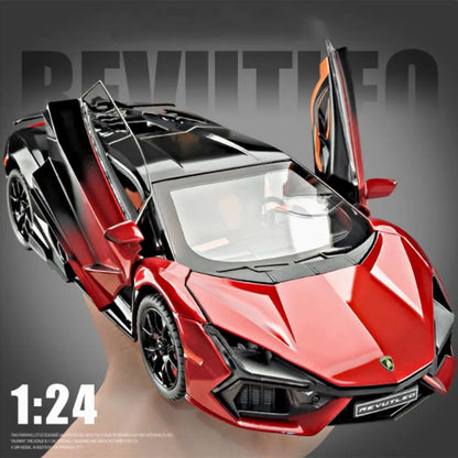 1:24 REVUELTO Miniature Sports Car Model Toys Alloy Diecast URUS SUV Sound Light Pull Back Doors Opened Toy Supercars Kids Gifts