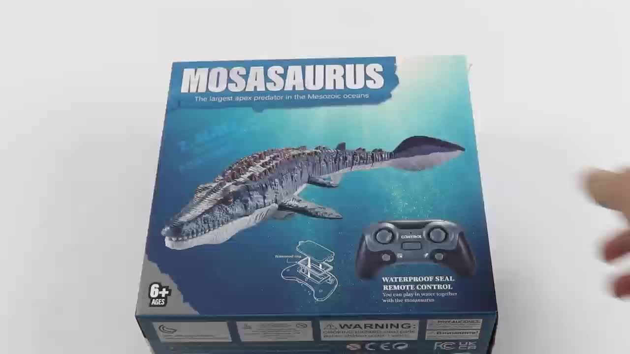 Mosasaur Dinosaur Toy, Upgraded Remote Control Water/Pool Toy, Remote Control Dinosaur with Light and Water Spray, Rechargeable, Suitable for Swimming, Bathing, Lake, Ocean, Christmas, Christmas Gift, Playful Design, Durable