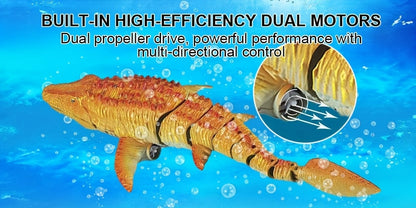 Mosasaur Dinosaur Toy, Upgraded Remote Control Water/Pool Toy, Remote Control Dinosaur with Light and Water Spray, Rechargeable, Suitable for Swimming, Bathing, Lake, Ocean, Christmas, Christmas Gift, Playful Design, Durable