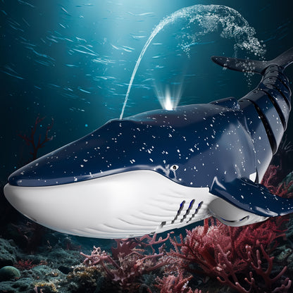 2.4GHz Remote Control Whale Shark Toy - 1:18 Scale High-Definition Electric Remote Control Whale Shark with Lighting & Water Spraying, USB Rechargeable, Blue & White Design, Perfect for Boys Ages 6+, Pool Toy, Playful Design,