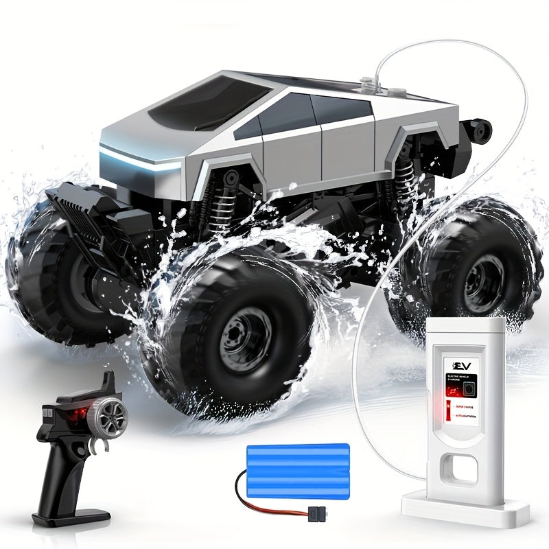 1pc, Amphibious Remote Control Car, RC Off-road Vehicle, Four-wheel Drive High-speed Off-road Climbing New Energy Electric Pickup Truck Design