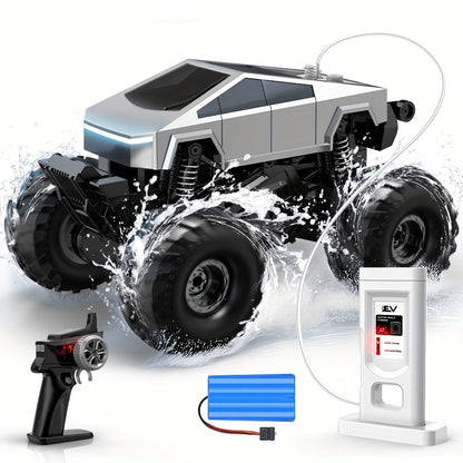 1pc, Amphibious Remote Control Car, RC Off-road Vehicle, Four-wheel Drive High-speed Off-road Climbing New Energy Electric Pickup Truck Design