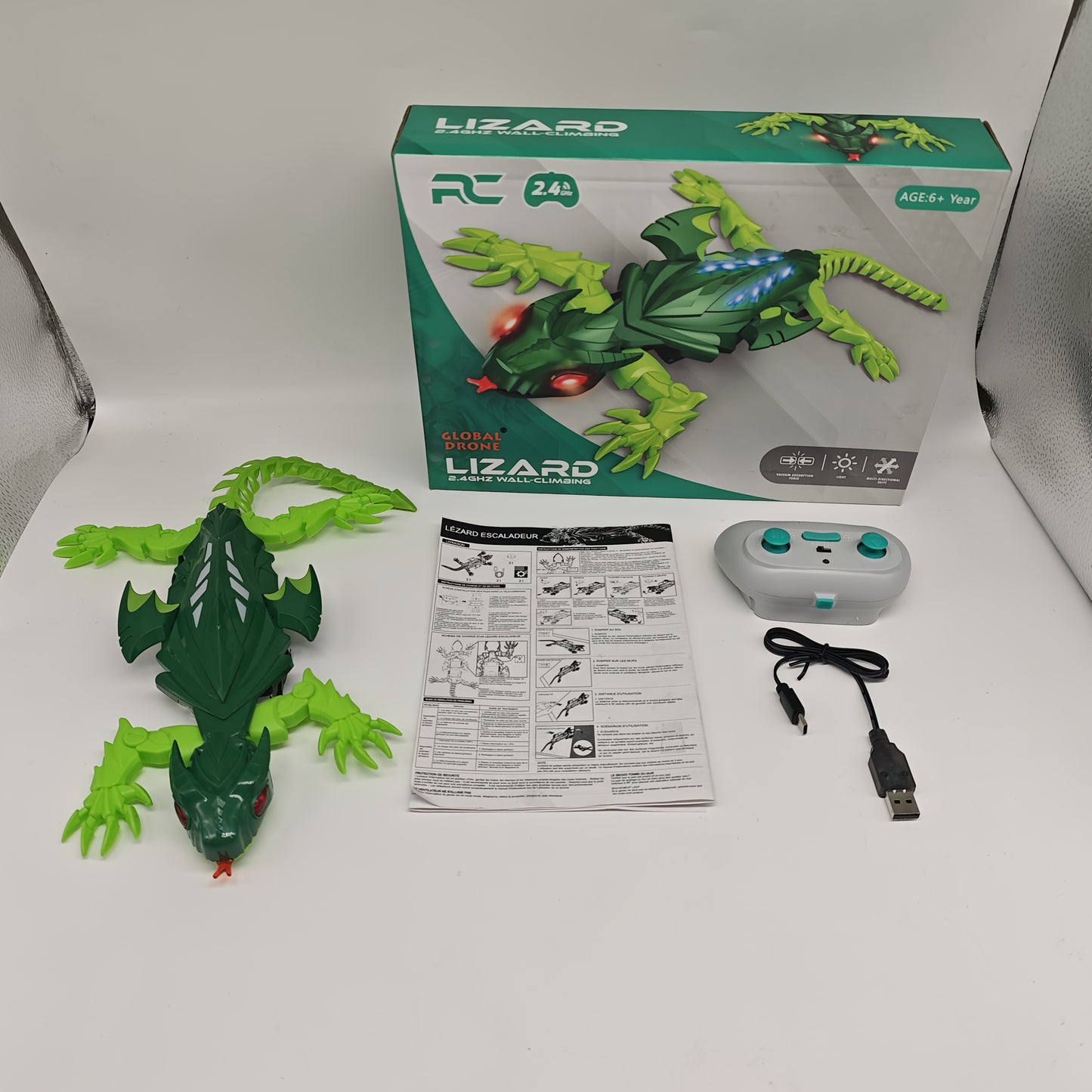 Bionic Climbing Lizard, 2.4G Remote Control Lizard Toy with LED Glowing Eyes, Strong Vacuum Suction Power - Stable Crawling on Walls, Dual Mode Switching for Floor and Wall, Fun Birthday Gift for Kids Aged 6+, Christmas Prese